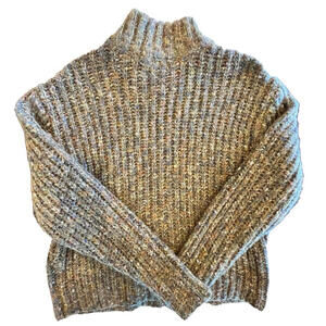 Sweater A New Day Orange Green Relaxed Long Sleeve Mock Neck Pullover Size XS